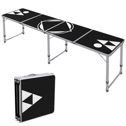 Skládací beer pong stůl 240x60 cm – nastavitelný černý hliník