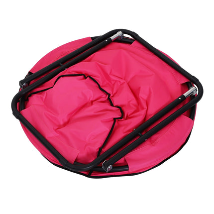 Folding camping chair, upholstered metal & Oxford, pink