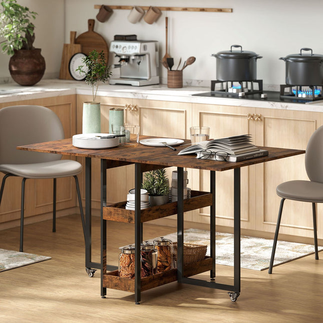 Skládací jídelní stůl, industriální design, pro 4 osoby, hnědá