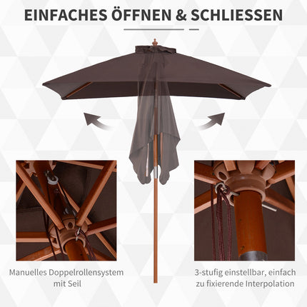 Skládací zahradní slunečník – nastavitelný, smrk a polyester, 200x150x230 cm