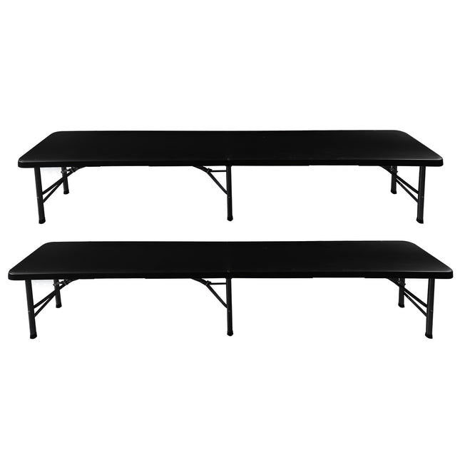 Opklapbare tuintafel 180cm + 2 banken - zwart