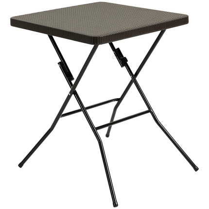 Folding garden table, Plastic & Metal, 60x60x74cm, Brown