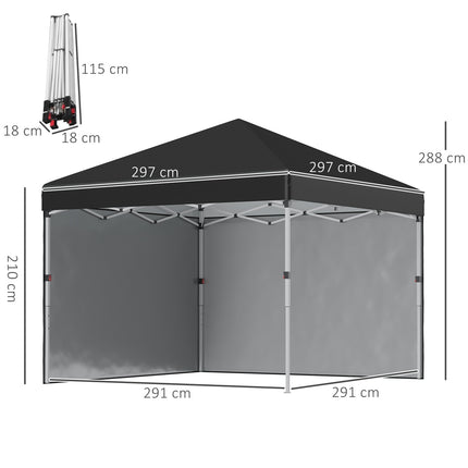 Pop-up stan 2.97x2.97m, UV ochrana s bočními stěnami