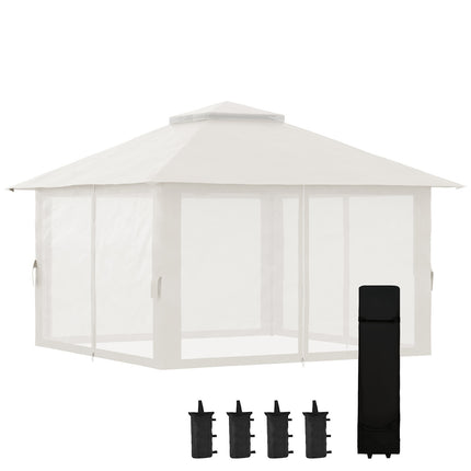 Skládací zahradní pavilon 4x4m, UV ochrana, výškově nastavitelný, krémová