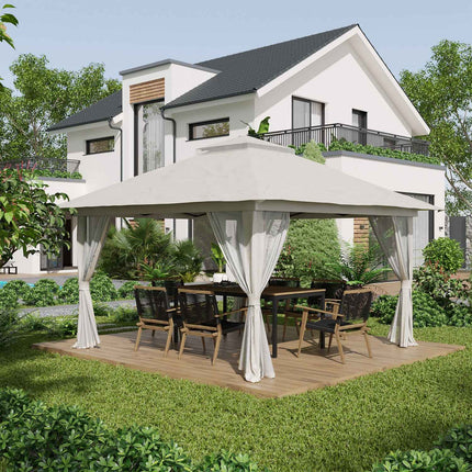 Skládací zahradní pavilon 4x4m, UV ochrana, výškově nastavitelný, krémová