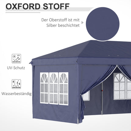 Folding pavilion 5.85x2.95m with UV protection & Sides