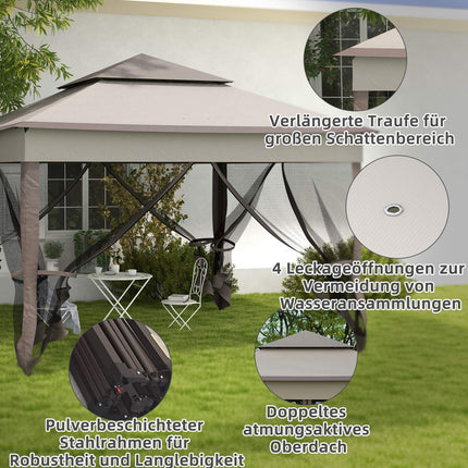Pop-up zahradní party stan s bočními stěnami, světle šedý 3.25m