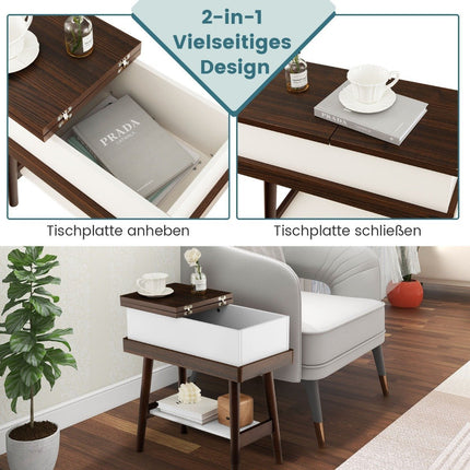 Skládací stolek konferenční stolek se sklopnou deskou 180° 60 x 30 x 60 cm tmavě hnědý