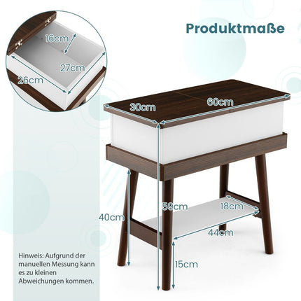 Skládací stolek konferenční stolek se sklopnou deskou 180° 60 x 30 x 60 cm tmavě hnědý