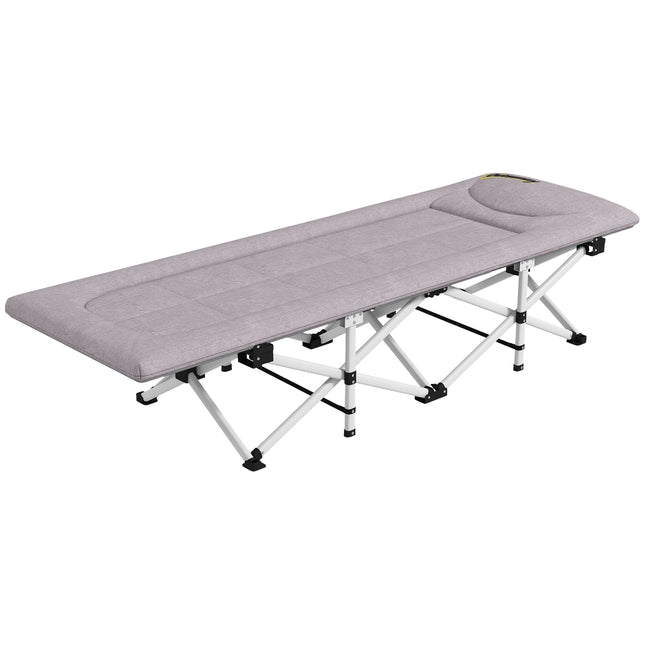 Skládací kempingové lůžko, Oxford šedá – nosnost 200 kg, 200x65x42cm