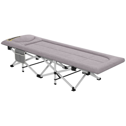Skládací kempingové lůžko, Oxford šedá – nosnost 200 kg, 200x65x42cm