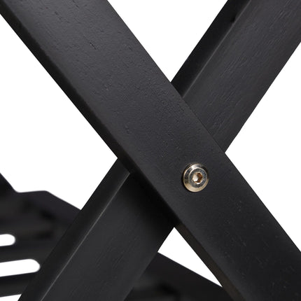 Folding wooden luggage rack with 2 shelves