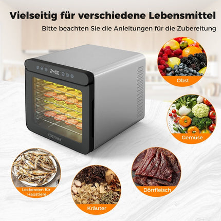 Sušička potravin, 600W, 7 nerezových pater, časovač 24H