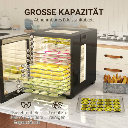 Sušička potravin, 850W, 12 nerezových pater, časovač