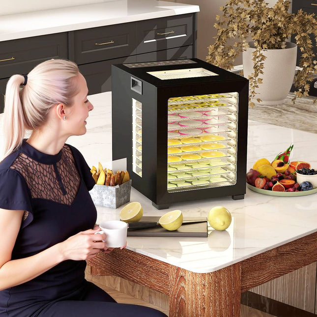 Dörrgerät, 850W, 12 Edelstahlbleche, Timer
