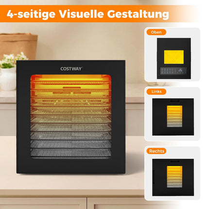 Sušička potravin s 10 nerezovými patry, časovač 48H, 30-75℃