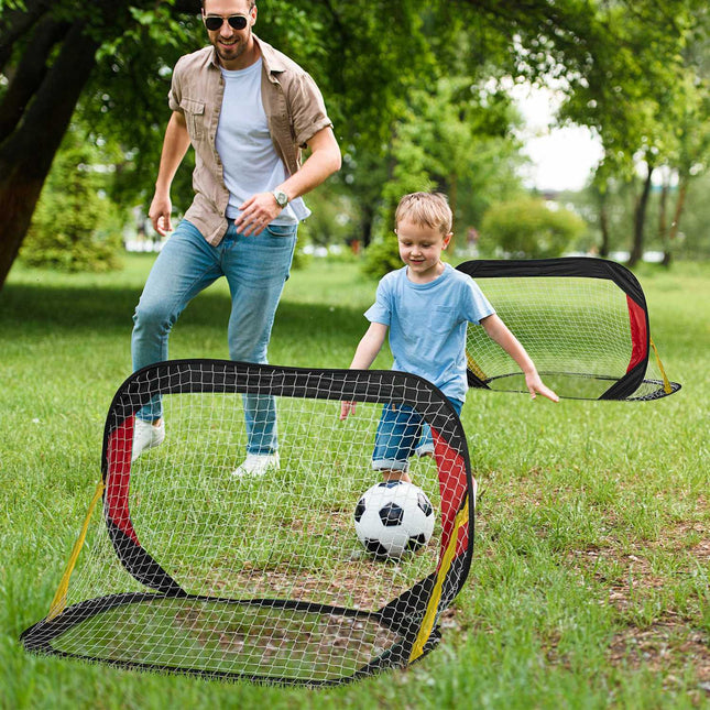 Folding football goals in steel set of 2 for garden or park