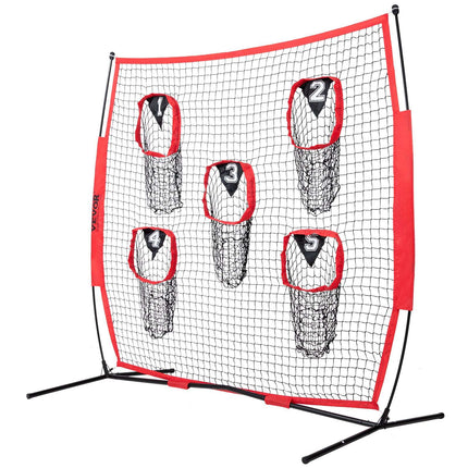 Football Throwing Net 6x6 Ft, 5-Target Pockets, Case