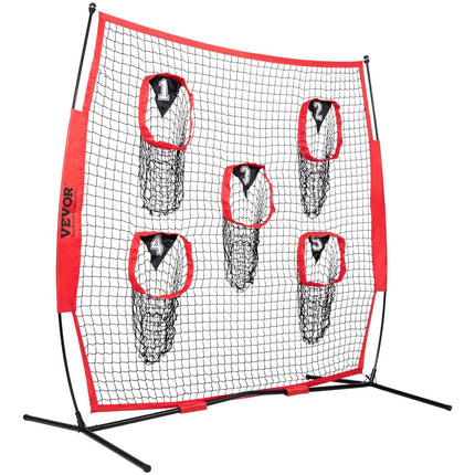 Football Throwing Net 7x7 Ft, 5 Target Pockets, Carry Bag