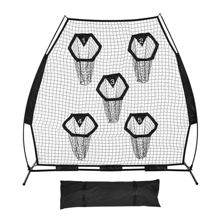 Football Throwing Net 7x7 Ft, 5 Target Pockets, Carry Bag