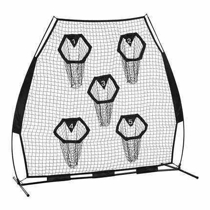 Football Throwing Net 7x7 Ft, 5 Target Pockets, Carry Bag