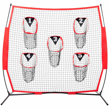 Football Throwing Net 7x7 Ft, 5 Target Pockets, Carry Bag