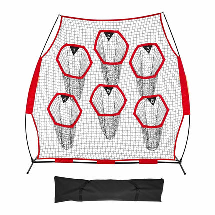 Football Throwing Net, 8x8 ft, 6 Target Pockets; Carry Bag