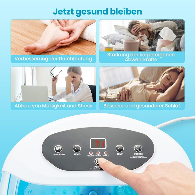 Foot massager foot bath foot bath with removable pedicure stone 1-hour automatic switch-off blue