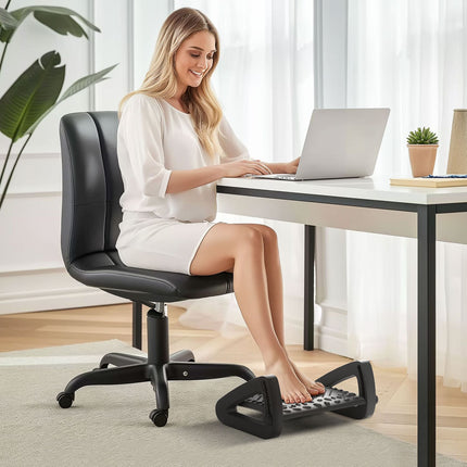 Nastavitelná ergonomická podnožka s masážním povrchem, černá