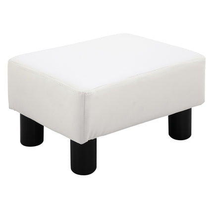 Taburet Chesterfield z umělé kůže, bílý, 40x30x24 cm