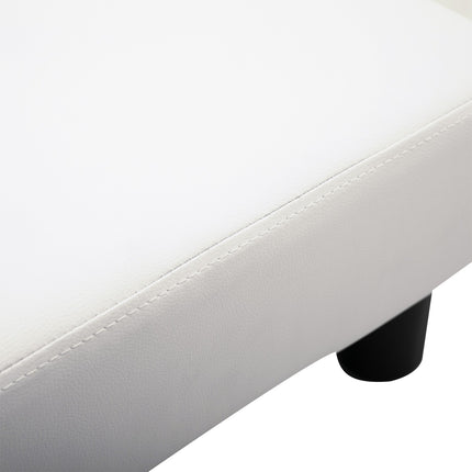 Taburet Chesterfield z umělé kůže, bílý, 40x30x24 cm