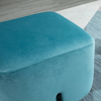 Turquoise polyester footstool with foam padding, 44.5 cm