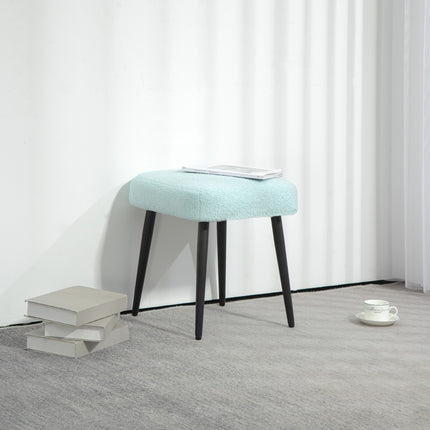 Square Cashmere Look Footstool with steel legs, light blue