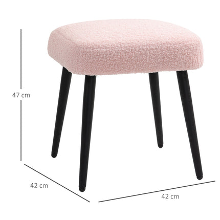 Pink square footstool - steel legs, cashmere look