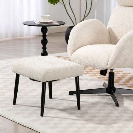 Footstool with Chenille Cushion, Steel Legs, 45x41x38 cm