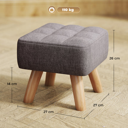 Taburet, vzhled lnu, dřevěné nohy, nosnost 110 kg, šedá