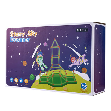 Fort Building Kit, 140-Piece Glow-In-The-Dark STEM Toy