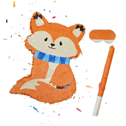 Piñata liška sada s tyčí a maskou na oslavy