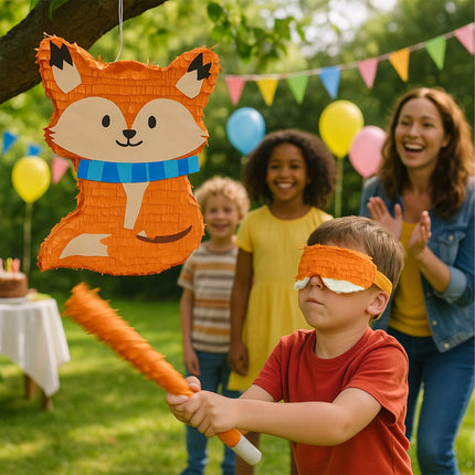 Piñata liška sada s tyčí a maskou na oslavy