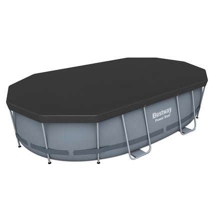 Frame Pool Cover for 427 x 250 cm Pool with Fastening Ropes, PVC/PE, Drain Holes