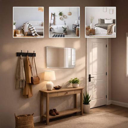 Frameless Bevelled Wall Mirror, 40 x 60 cm Glass