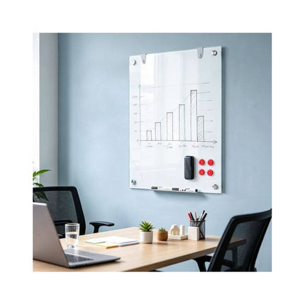 Frameless Magnetic Glass Board 36 x 24 Inch with Marker Tray, Ultra White