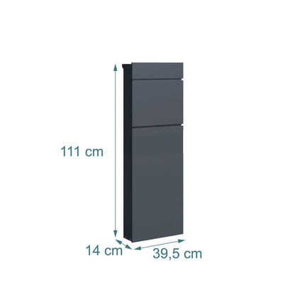 Freestanding Anthracite Steel Letterbox with Lock