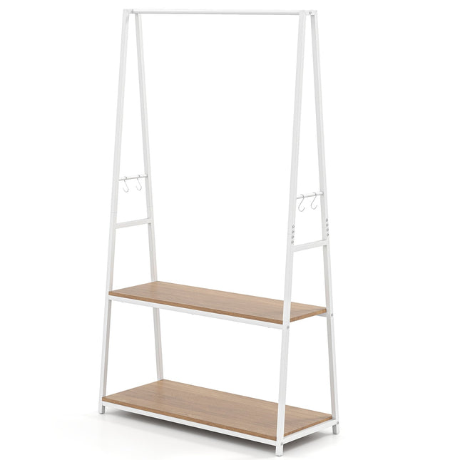Vrijstaand kledingrek met 2 planken, wit