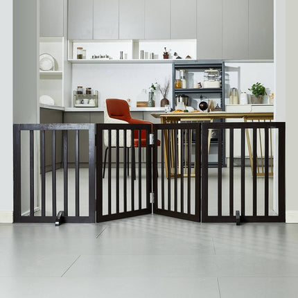 Freestanding Dog Gate, 24 in H x 80 in W, 4-Panel