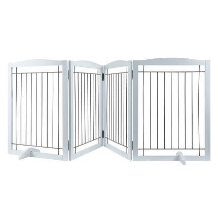 Freestanding Dog Gate, 32 in H x 96.5 in W, 4-Panel, White