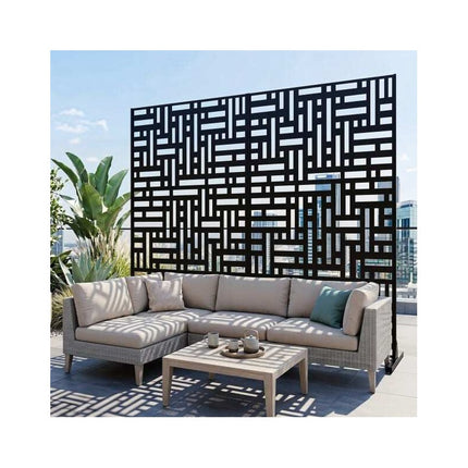 Freestanding Louvered Metal Privacy Screen 183 cm, Outdoor, Black