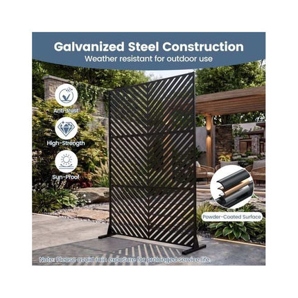 Freestanding Metal Privacy Screen for Patio and Garden, 183 cm, Black