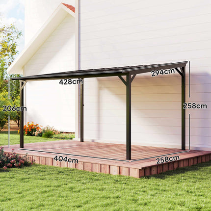 Volně stojící zastřešení terasy, 3x4.3m, polykarbonátová střecha