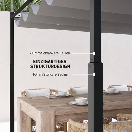 Volně stojící pergola 3x3m s posuvnou střechou, odolná proti UV